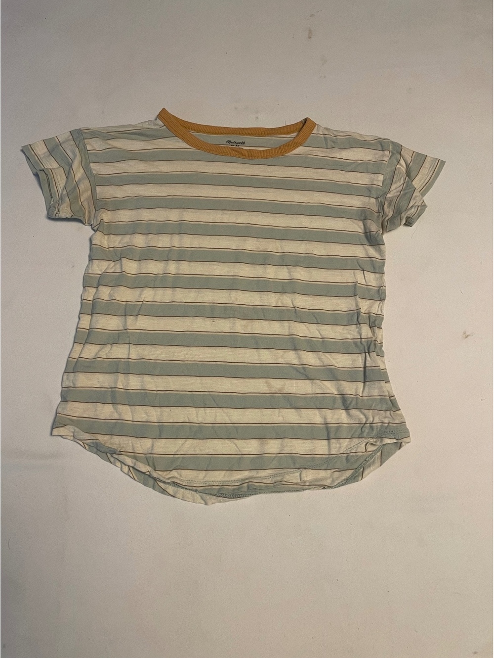 Madewell XS Striped Short Sleeve T-Shirt with Mustard Trim